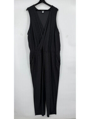 Old Navy Active Womens Breathe On Jumpsuit Black Surplice Sleeveless Sz 3X Plus